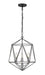 Geo 3 Light Chandelier in Matte Black & Chrome with Matte Black Steel Shade