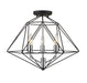 Geo 3 Light Semi Flush Mount in Matte Black & Chrome with Matte Black Steel Shade