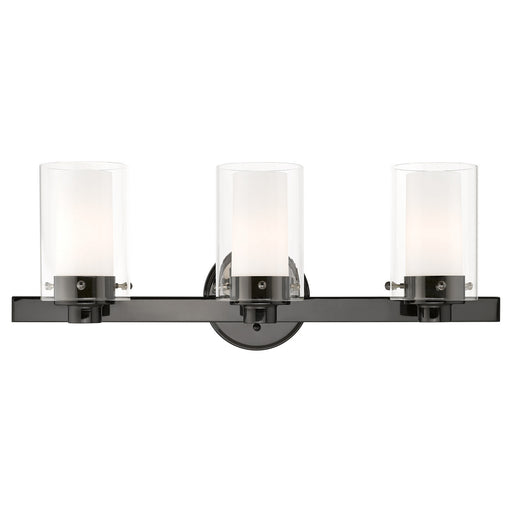 Manhattan Three Light Vanity in Polished Black Chrome