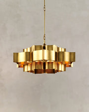 Grand Lotus Small Drum Pendant in Antique Gold Leaf