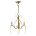 Caterina Three Light Chandelier in Antique Brass with Clear Crystals