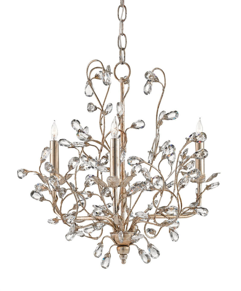 Crystal Bud 3-Light Orb Pendant in Silver Granello