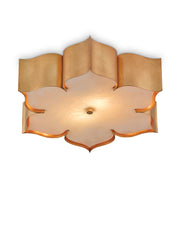 Grand Lotus Flush Mount in Antique Gold Leaf / Faux Alabaster