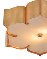 Grand Lotus Flush Mount in Antique Gold Leaf / Faux Alabaster
