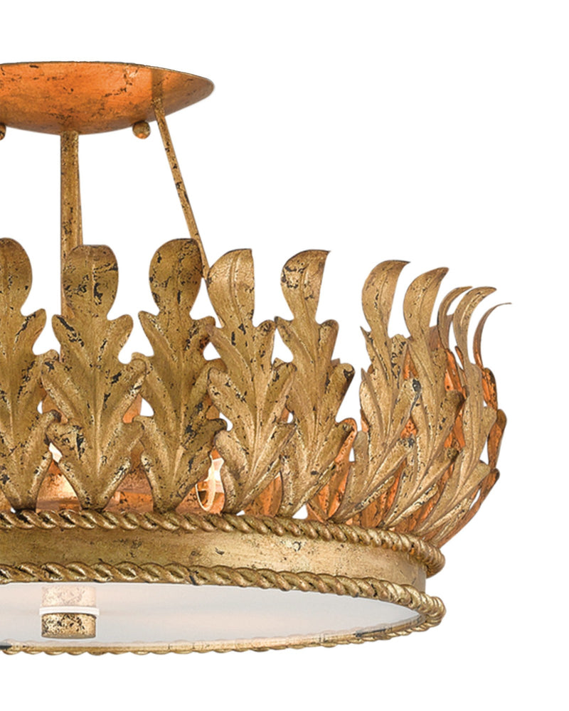 Biddulph 3-Light Semi-Flush Mount in Gold Leaf