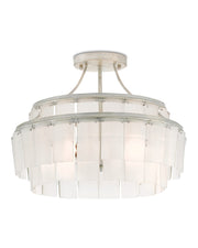 Vintner 3-Light Semi-Flush Mount in Opaque White / Contemporary Silver Leaf
