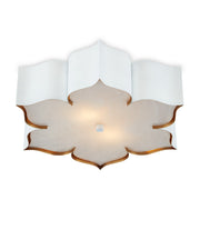 Grand Lotus Flush Mount in Sugar White / Contemporary Gold / Faux Alabaster