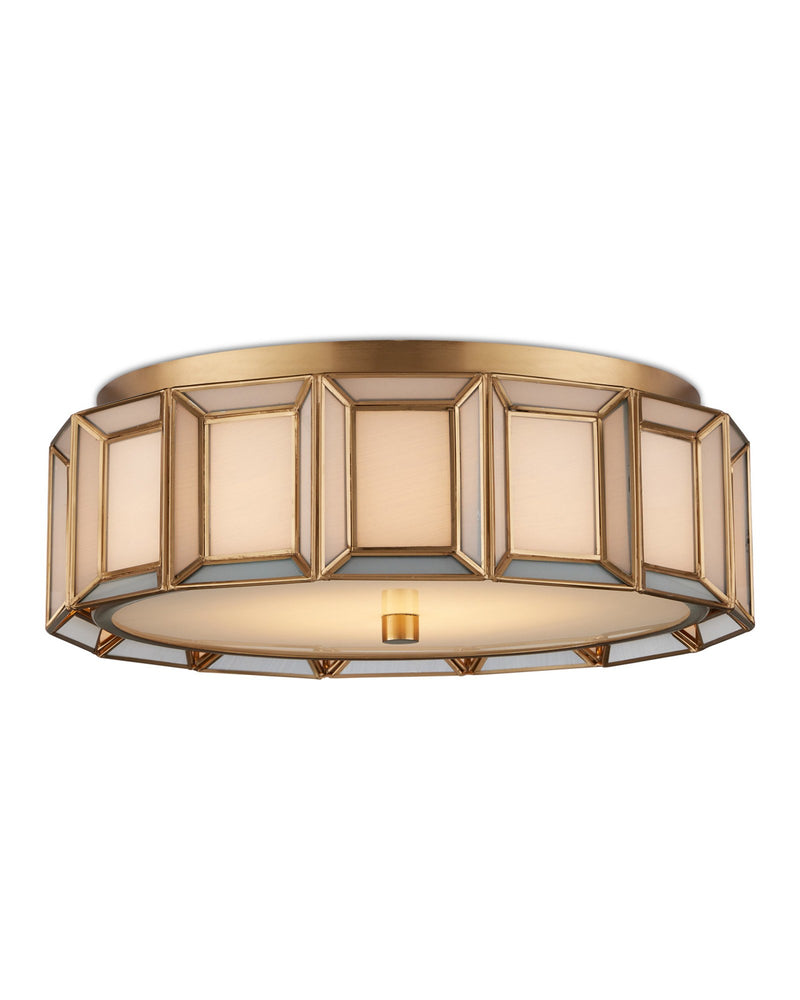 Daze Flush Mount in White / Antique Brass