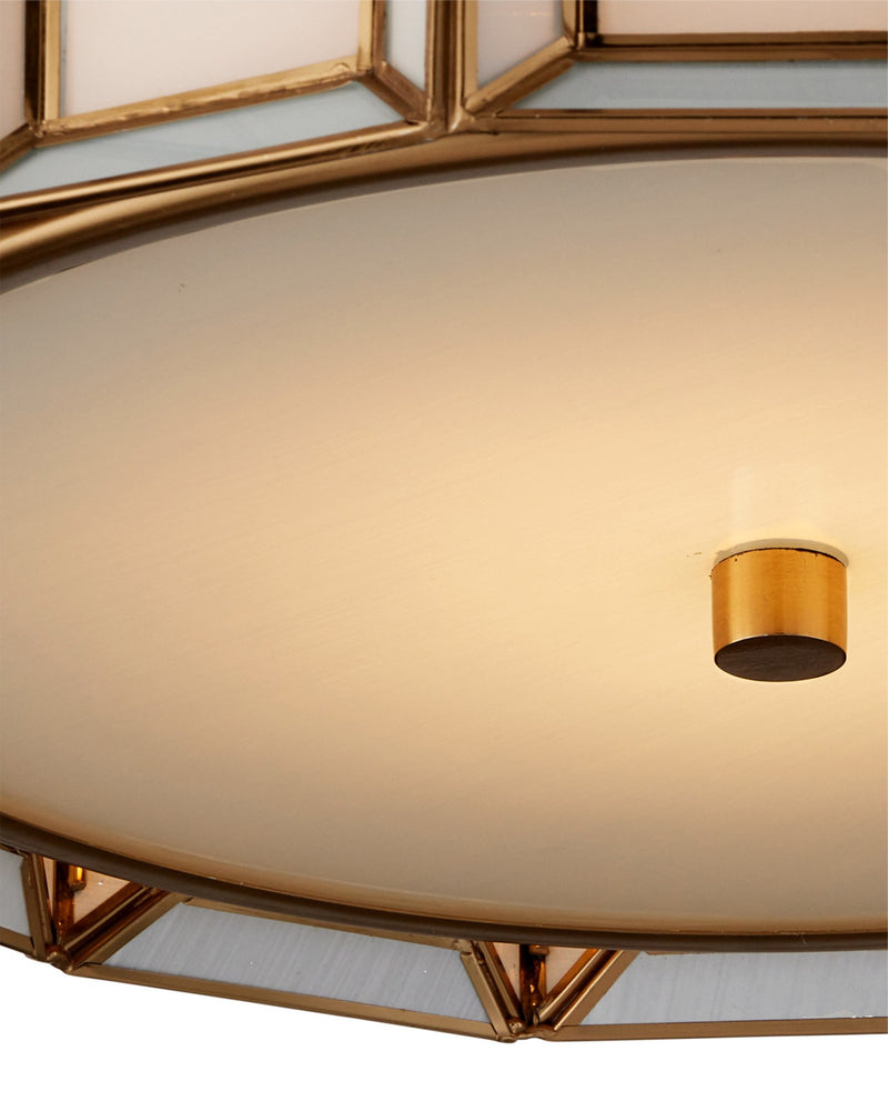 Daze Flush Mount in White / Antique Brass
