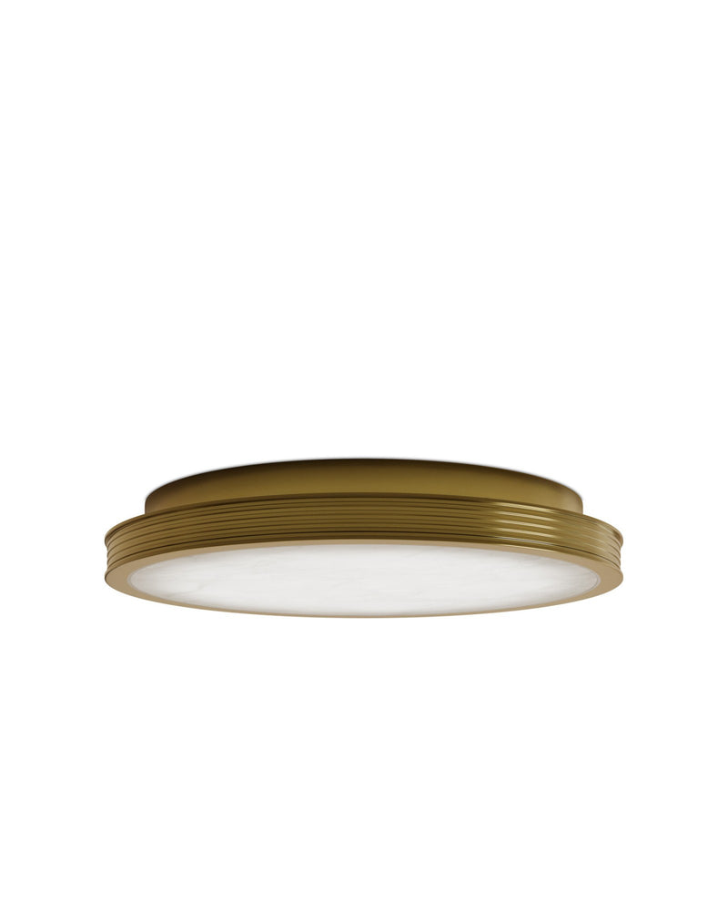 Aydan Small Alabaster Flush Mount in Natural / Polished Antique Brass