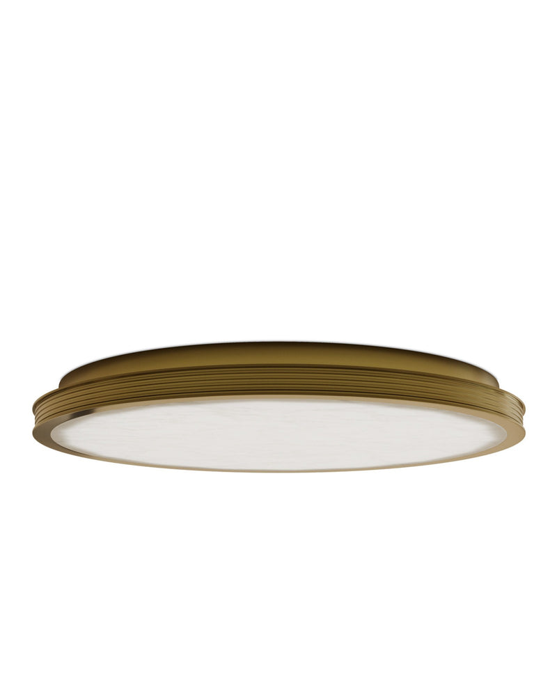 Aydan Large Alabaster Flush Mount in Natural / Polished Antique Brass
