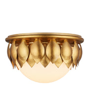Paestum Flush Mount in Antique Gold Leaf / Antique Gold / Sugar White