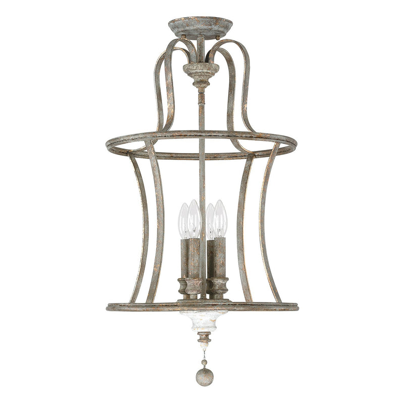 Zoe 4-Light Lantern Pendant in French Antique