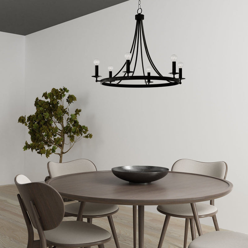 Tempe 6-Light Chandelier in Black Iron