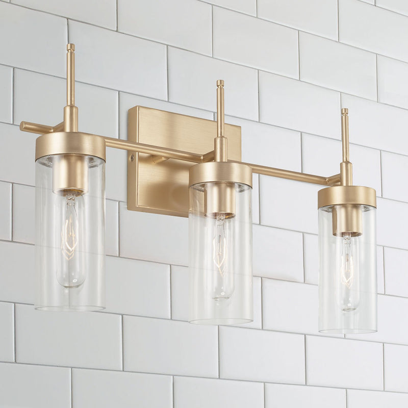 Riley 3-Light Bath Vanity Light in Soft Gold