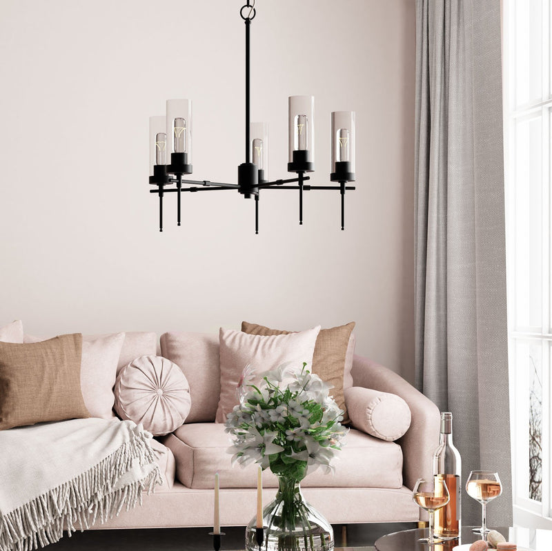 Riley 5-Light Chandelier in Matte Black