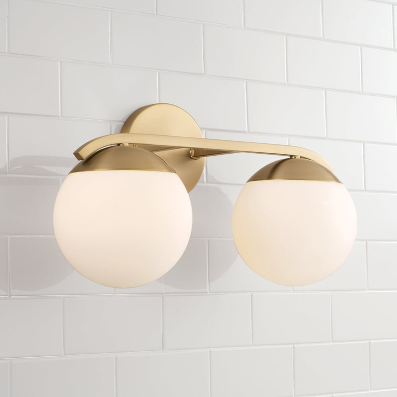 Oliver 2-Light Bath Vanity Light in Matte Brass