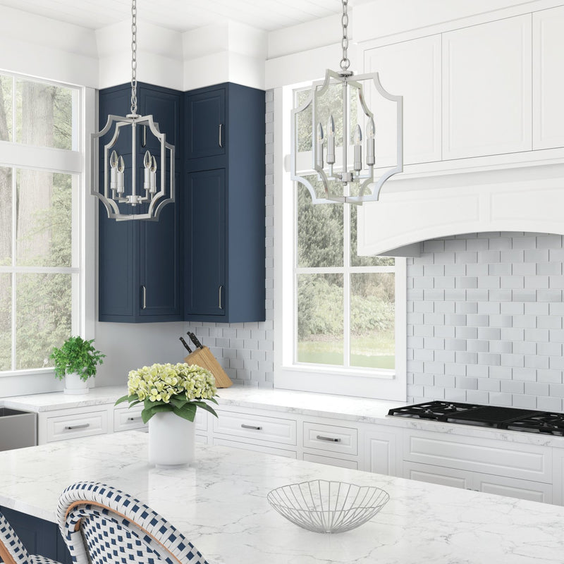 Courtney 4-Light Lantern Pendant in Brushed Nickel