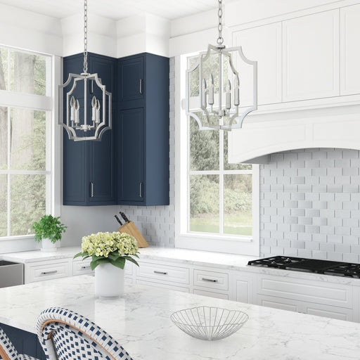 Courtney 4-Light Lantern Pendant in Brushed Nickel