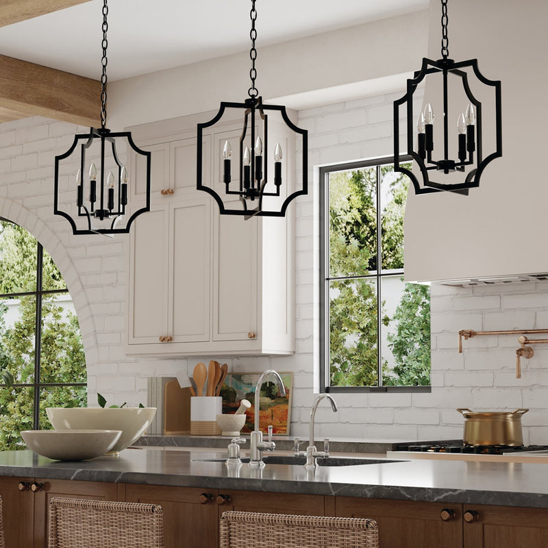 Courtney 4-Light Lantern Pendant in Matte Black