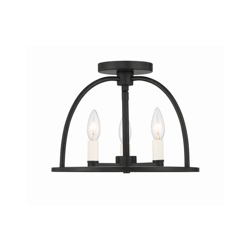 Abbott 3 Light 13.75" Semi Flush Mount in Black