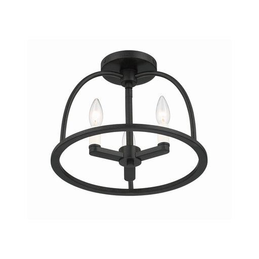 Abbott 3 Light 13.75" Semi Flush Mount in Black