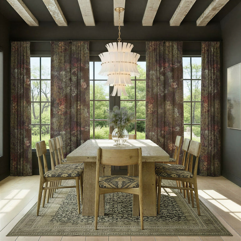 Abigail 13 Light 22.25" Pendant in Aged Brass in a room setting