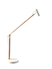 Crane LED Desk Lamp in Natural Ash Wood/White