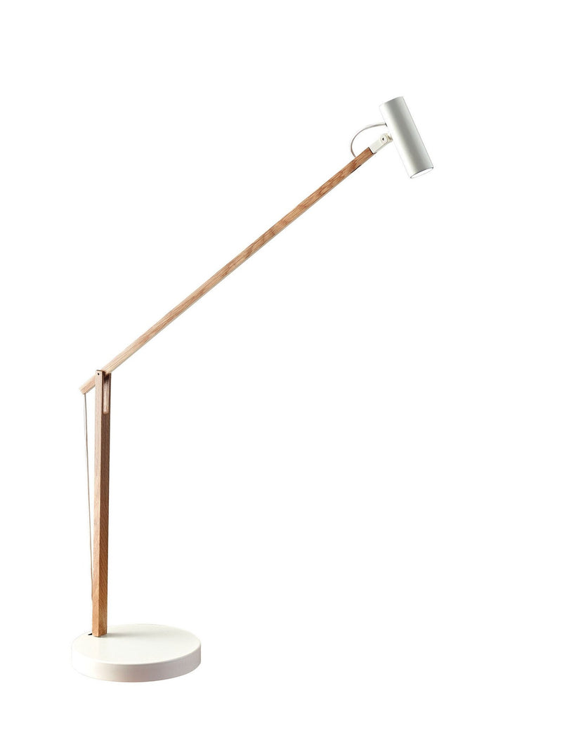 Crane LED Desk Lamp in Natural Ash Wood/White