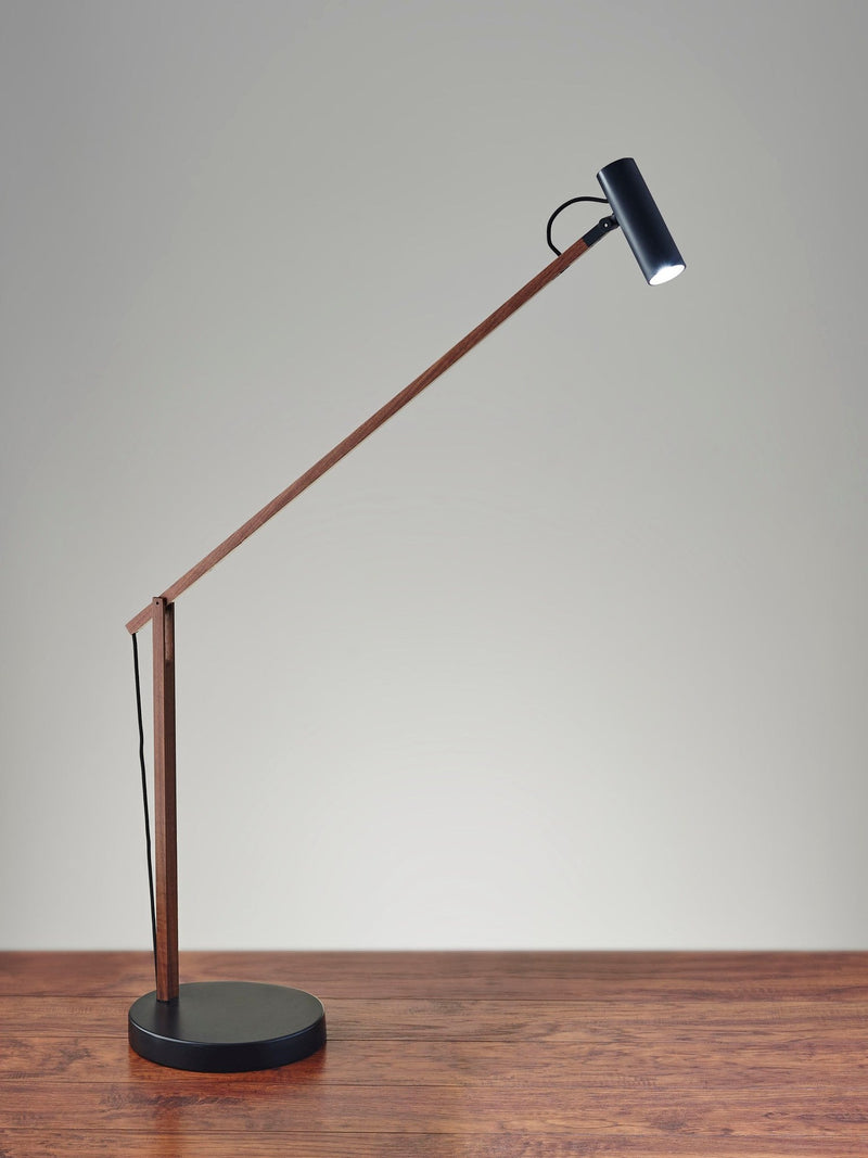 Crane LED Desk Lamp in Walnut Wood/ Black