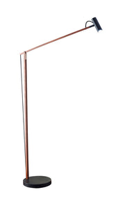 Crane LED Swing-Arm Floor Lamp in Walnut Wood/ Black