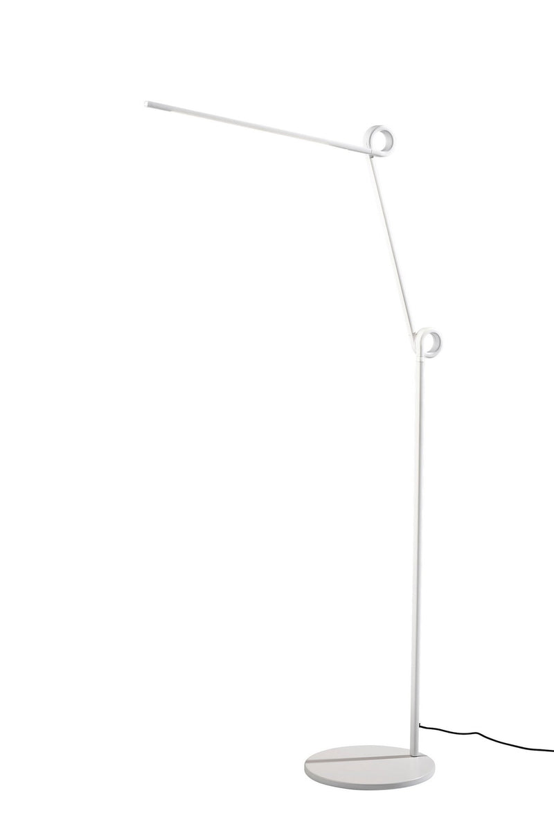 Knot LED Swing-Arm Floor Lamp in White