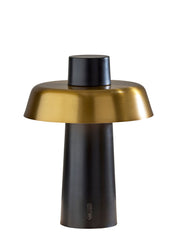 Pirlo LED Cordless Table Lamp in Black W. Antique Brass