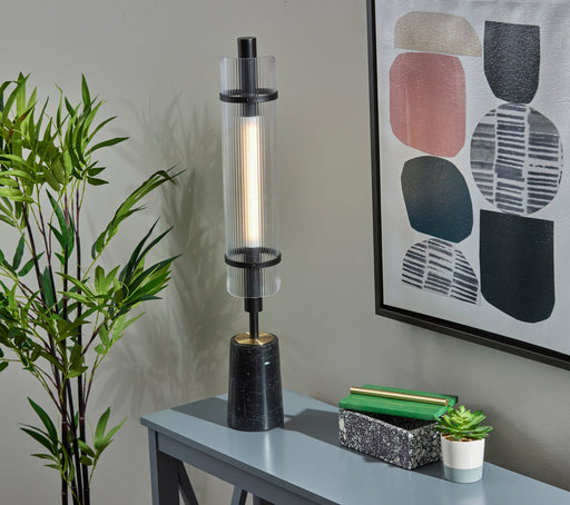 Flair LED Table Lamp in Black W. Antique Brass