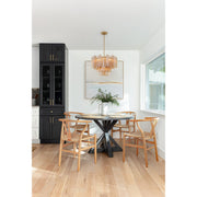 Addis 6 Light 19.75" Chandelier in Aged Brass in a room setting
