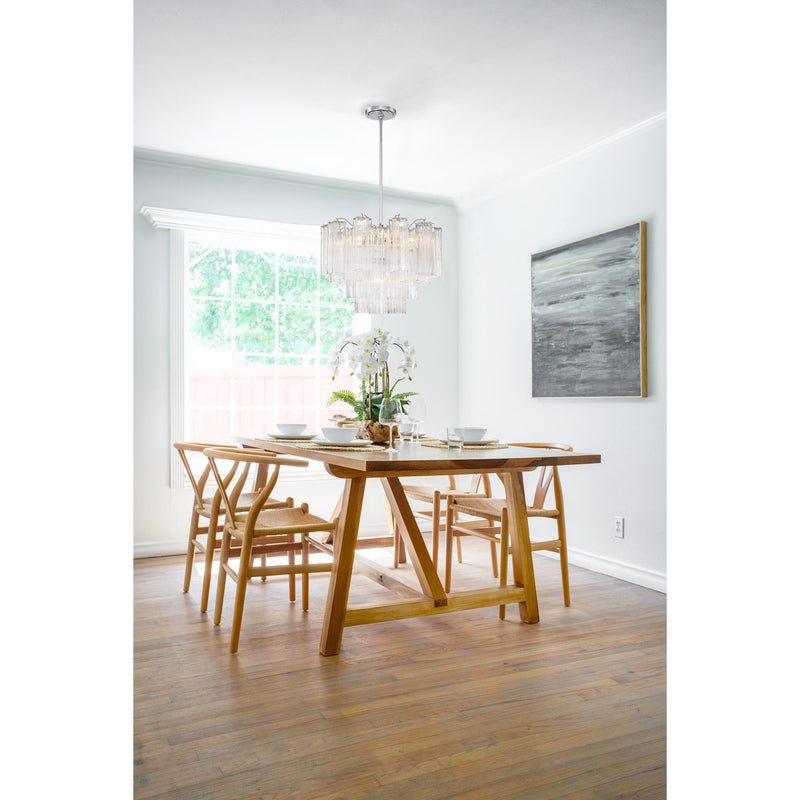 Addis 9 Light 22" Pendant in Polished Chrome in a room setting