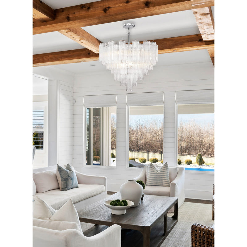 Addis 12 Light 26.75" Pendant in Polished Chrome in a room setting