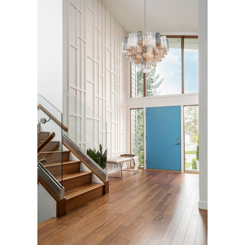 Addis 16 Light 32" Pendant in Polished Chrome in a room setting