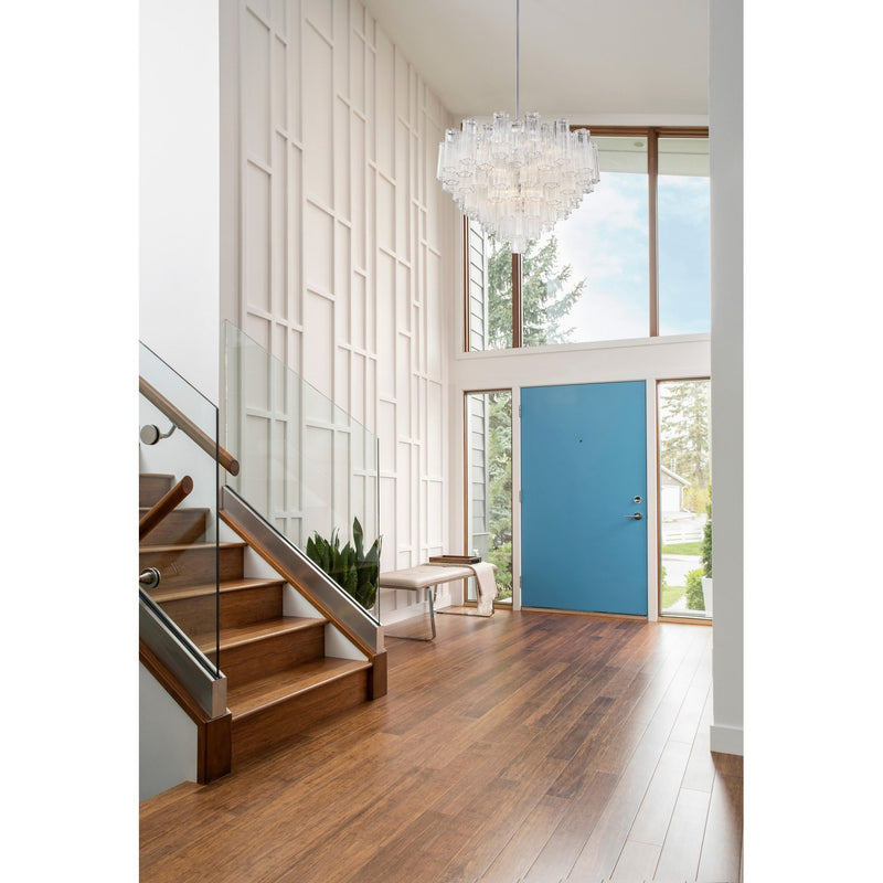 Addis 16 Light 32" Pendant in Polished Chrome in a room setting