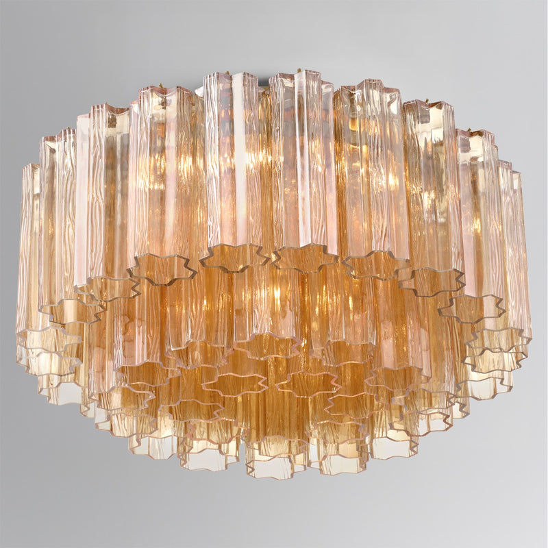 Addis 6 Light 22.25" Flush Mount in Aged Brass in a room setting
