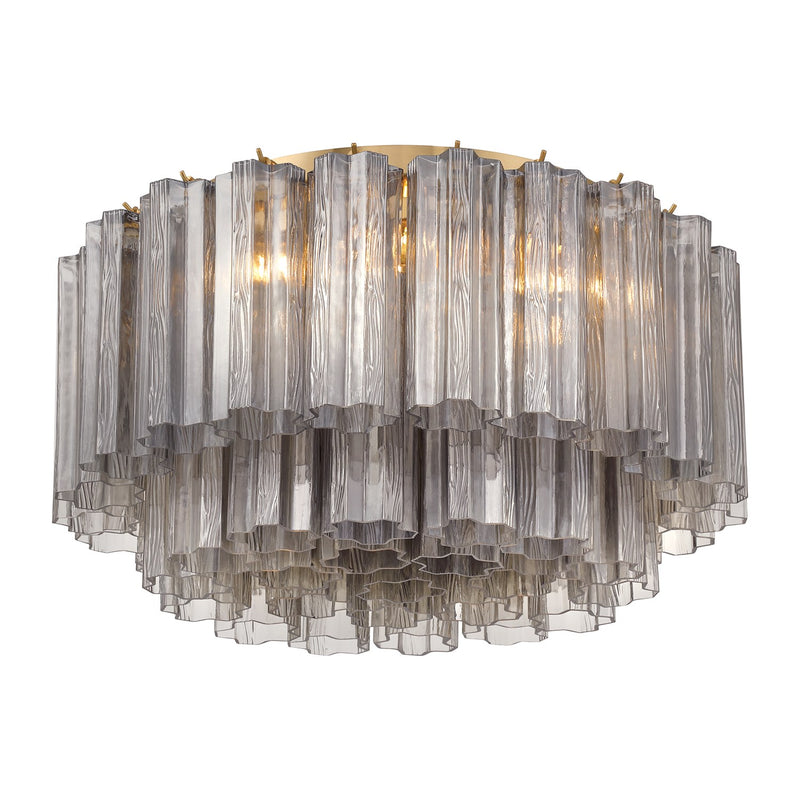 Addis 6 Light 22.25" Flush Mount in Aged Brass