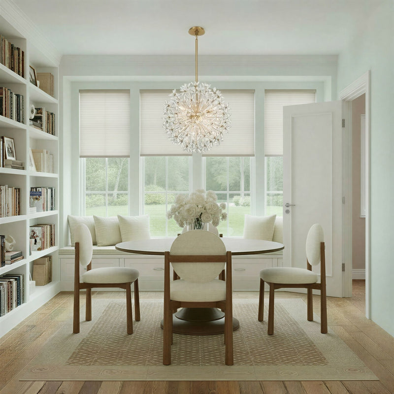 Adley 6 Light 23.75" Chandelier in Aged Brass in a room setting
