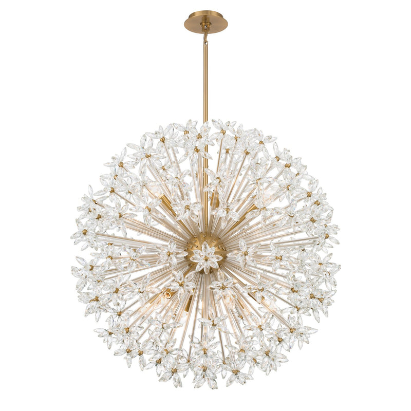 Adley 12 Light 34" Chandelier in Aged Brass