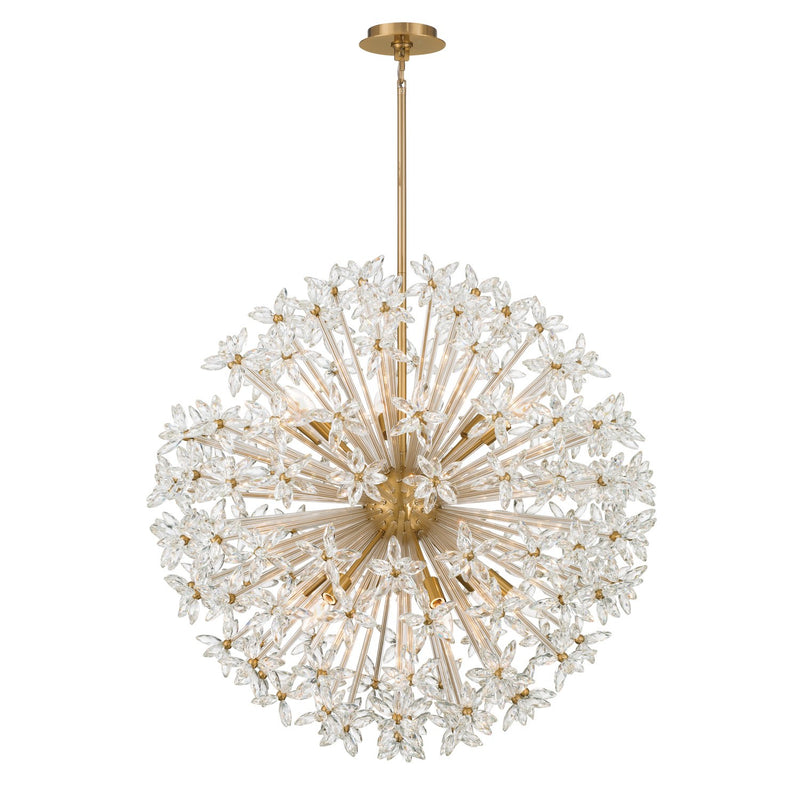 Adley 12 Light 34" Chandelier in Aged Brass