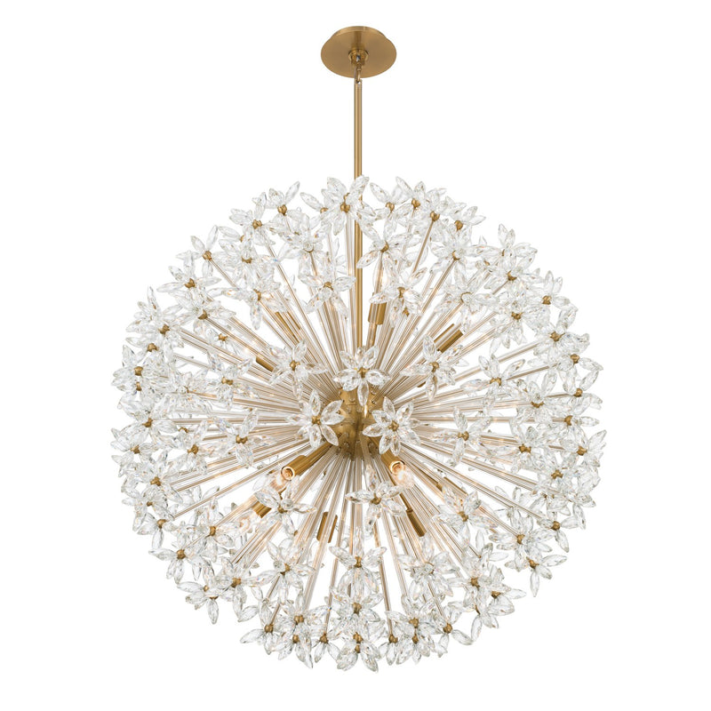 Adley 12 Light 34" Chandelier in Aged Brass