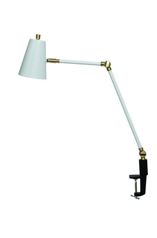 Aria Spotlight Clamp Task Lamp in White/Satin Brass