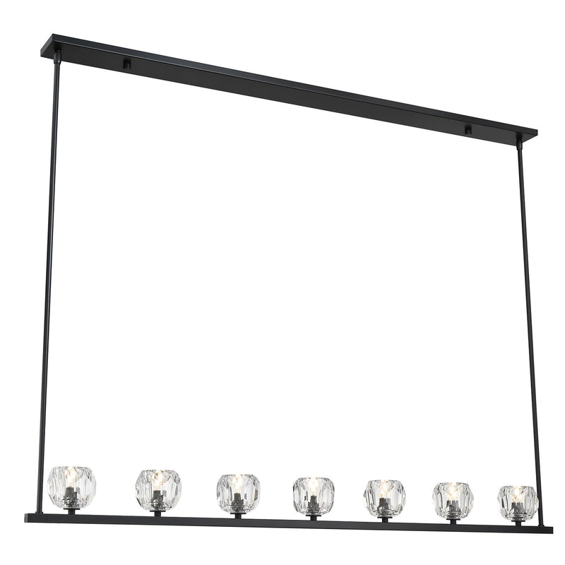 Aragon 7 Light 56" LED Linear Chandelier in Matte Black