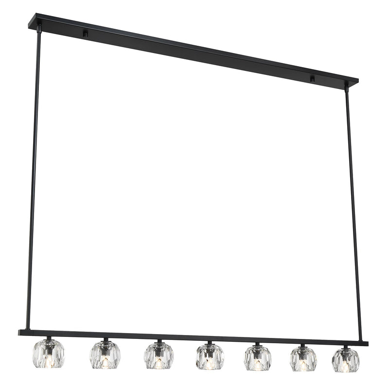 Aragon 7 Light 56" LED Linear Chandelier in Matte Black
