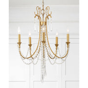 Arcadia 5 Light 23.5" Chandelier in Antique Gold in a room setting