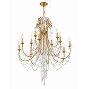 Arcadia 12 Light 32.5" Chandelier in Antique Gold